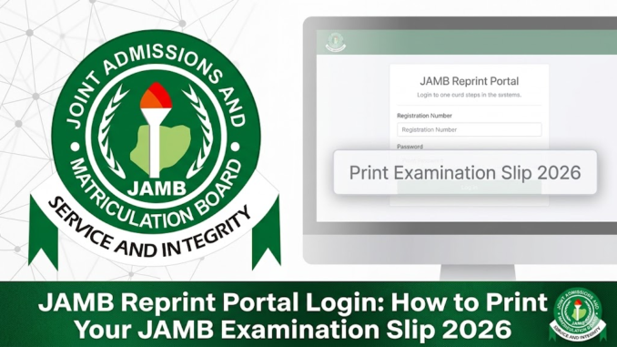 JAMB Reprint Portal Login: How to Print Your JAMB Examination Slip 2026